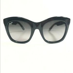 Maui Jim Sunglasses Coco Palms MJ720-02 Polished Black Cat Eye Thick Rim 135